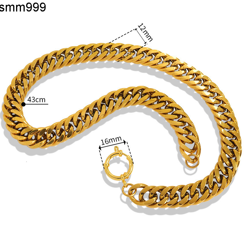 Fashion 18k Gold Plated Jewelry Stainless Steel Flat Cuban Necklace Chain Waterproof Tarnish Free Miami Cuban Chain for Women