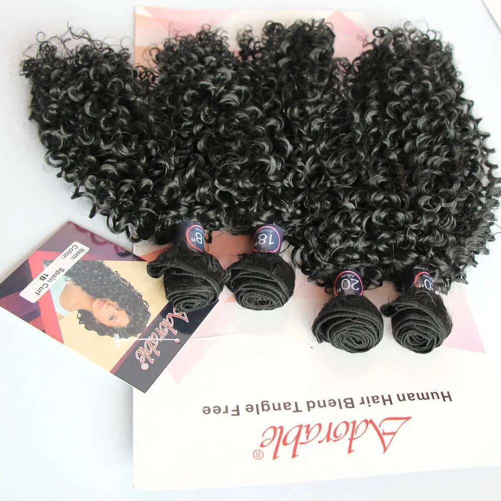 Adorable Synthetic Bundle Spain Curl 4pcs 18"20 Water Wave Hair Extensions For Black Woman,Small Kinky Curly
