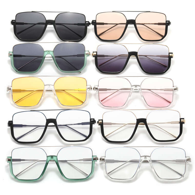 DHCollections for Women Summer No Makeup Double Bridge Large Frame Anti-Blue Light Glasses Ins Internet Celebrity High-End Street Style Sunglasses