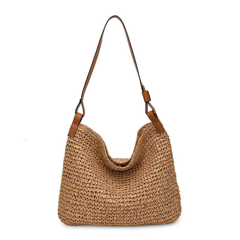 designer Vintage Woven Bag Women's 2025 New Trend Beach Vacation Shoulder Bag Large Capacity Tote Bag Stra