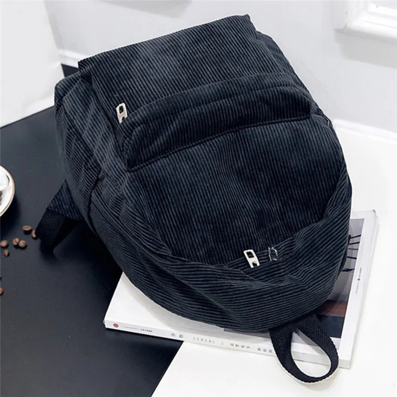 Trend Backpack Fashion Women Corduroy College Solid Color School Travel Shoulder Bags For Teenagers 250604z