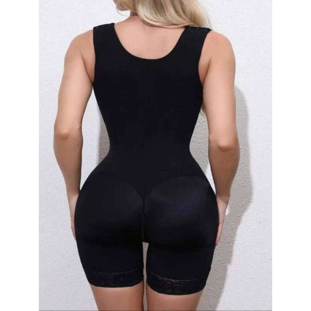 Women's Lace-Trimmed Shapewear Bodysuit - Tummy Control Corset with Adjustable Straps & Zipper, Black, Comfortable