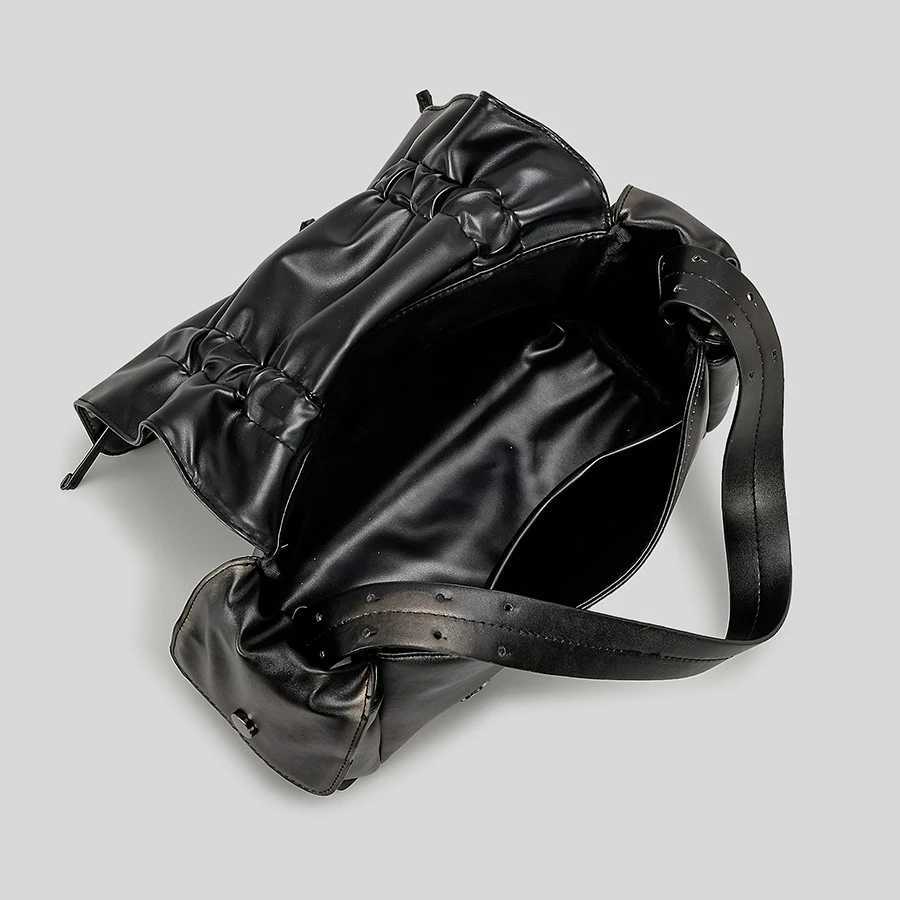 Moto biker Bags for Women Designer Handbags Nad Purses 2024 New In Distressed Pu Leatther Rivet Bow Underarm Shoulder Bag Z250609