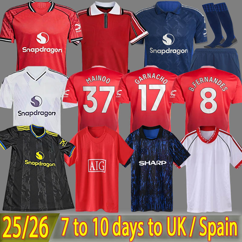 United25 26 Mainoo soccer jersey Home and away players and fan football shirt HOJLUND AMRABAT CASEMIRO GARNACHO MARTINEZ B. FERNANDES Match men kids kit