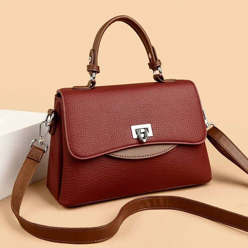 High Quality Solid Color Soft Leather Shoulder Crossbody For Women Elegant Small Tote Bags Ladies Handbags Female Sac