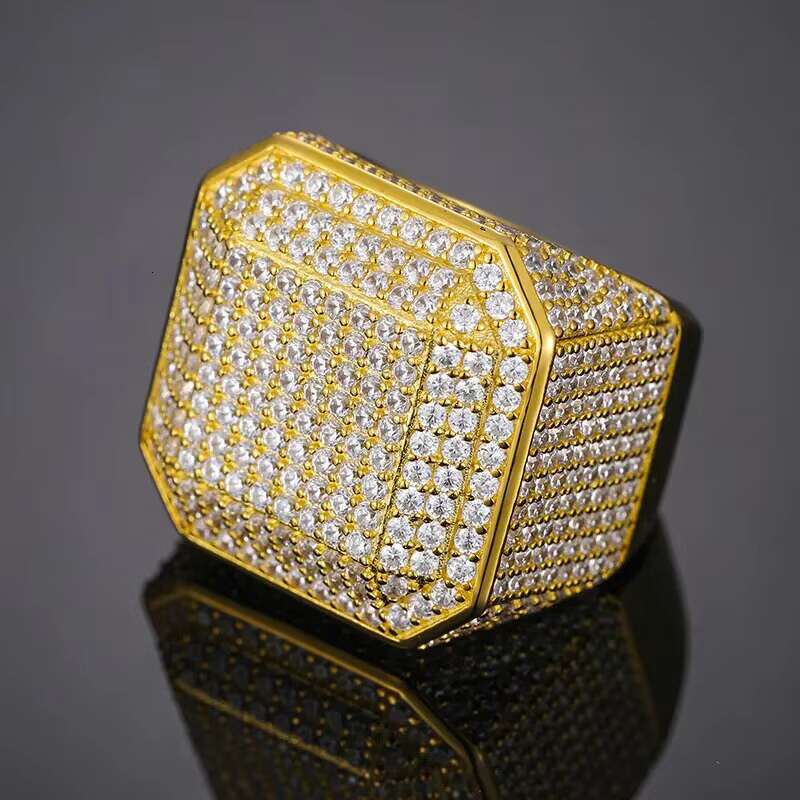 Custom Luxury Band Ring VVs Moissanite Hip Hop Ring Round Cut 925 Silver Fine Jewelry Custom Men Rings