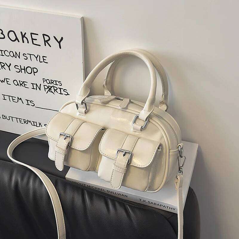 Vintage Bowling High Quality Female Boston Retro Solid Color Shoulder Cross Body Bag Large Capacity Women Handbag