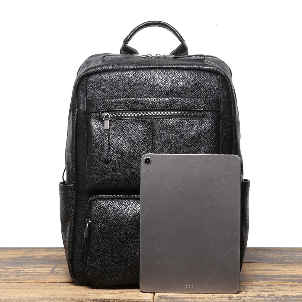 Mens Genuine Leather Backpack Business Travel Large Capacity Outdoor Bag Laptop 250604z