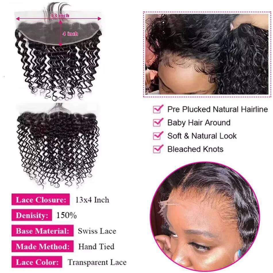 Burmese Deep Wave Bundles With 13X4 Frontal Closure Deals 100% Raw Human Weaving Curly Hair Bundle