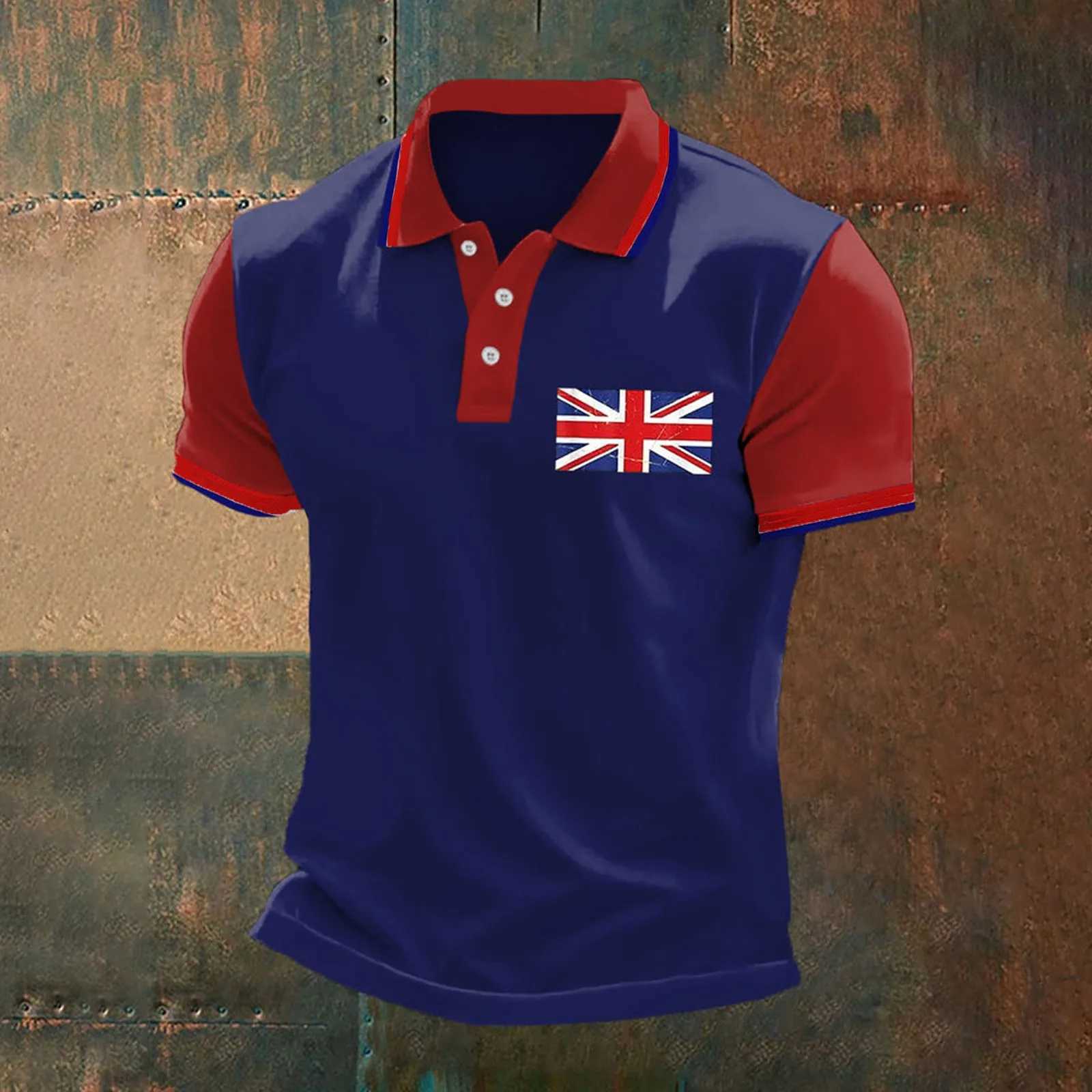 Men Union Jack Polo Shirt Summer Button Short Sleeve Polo Collar T Shirt 2025 New Fashion UK Flag Vintage Casual Top X250609