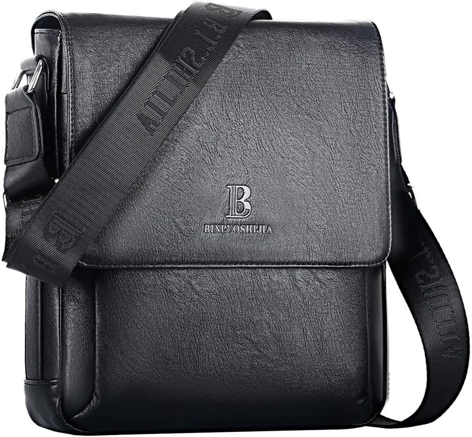 Men's Crossbody Bag, Vegan Leather, Shoulder Purse Side Sling Satchel, Small Messenger for Travel Work Daily