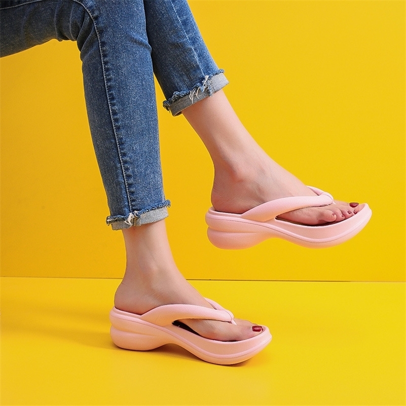 Drop Wedge Summer Flip Flops For Women Chunky Platfrom Clip Toe Sandals Shoes Woman Beach Casual Outdoor Slippers 250523CJ