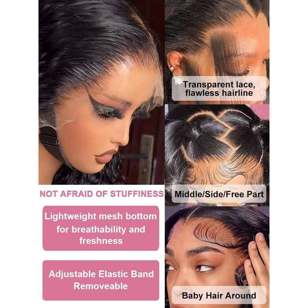 250 Density Bone Straight 13X7 Front Human Hair Transparent Natural Black Wigs 13X4 Lace Frontal Wig For Women