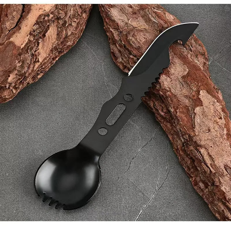 Multi Function Tableware Spoon Multi Tool Can Opener Flatware Portable Bottle Cutlery Multitool Camping Utensil Fork Spork Stainless 250609