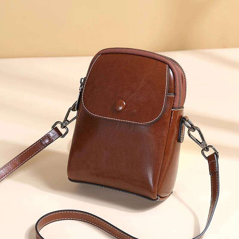 Designer Bags 2025 Women's Oil Wax Cow Genuine Leather Handbags Female Cowhide Vintage Shoulder Bag Ladies High Quality Phone Crossbody Bags Luxu