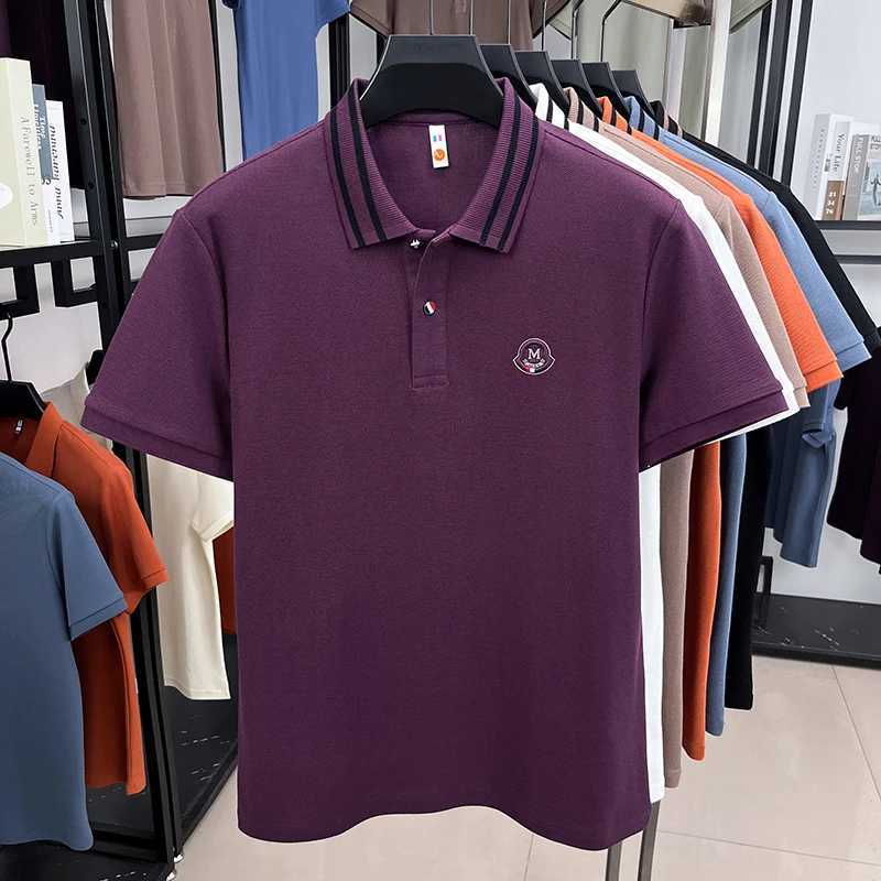 High-end brand 100% cotton short sleeve polo shirt for men with letter embroidery lightweight breathable fashion striped lapel T-shirt X250609