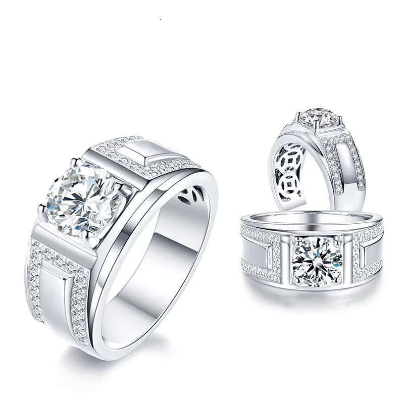 Sterling Jewelry Wedding Band Custom Fashion Eternity Fine Hip Hop Real Silver 925 for Men Diamond Moissanite Engagement Ring