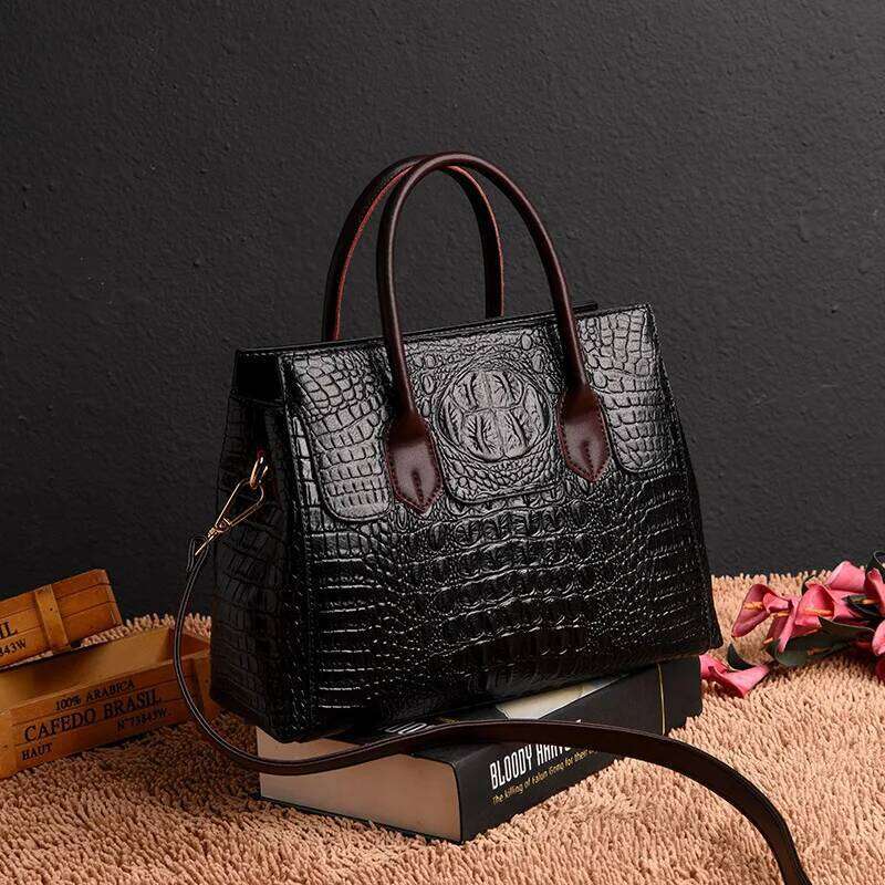Vintage Fashion Crocodile Genuine Leather Ladies Handbags Women Bags Designer Woman Shoulder Bag Female Bolsas Feminina
