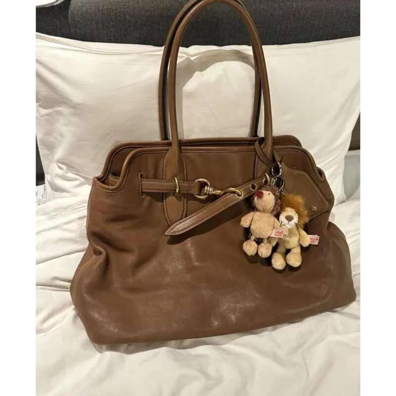 JIAERDI Large Capacity Brown Tote Bag Women Autumn Winter Leather Shoulder Bags Female Vintage Casual Handbag Aesthetic