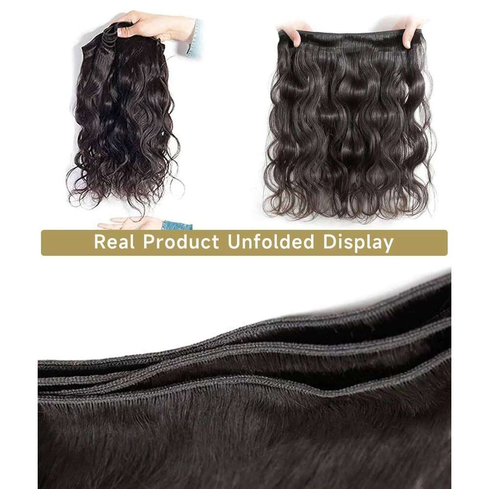 Body Wave Brazilian Weave Bundles 3 Bundle Deals Human Hair Extensions Natural Black
