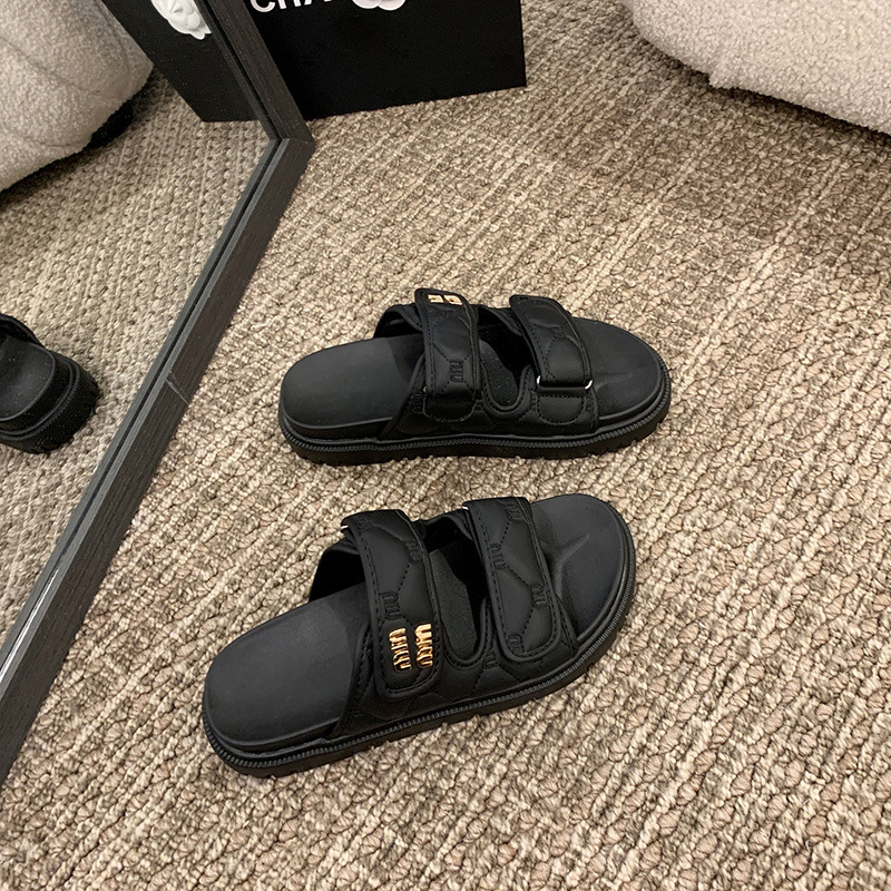 free shipping designer women slippers slides Beige khaki black fashion indoor outdoor Beach casual sandals size 35-40