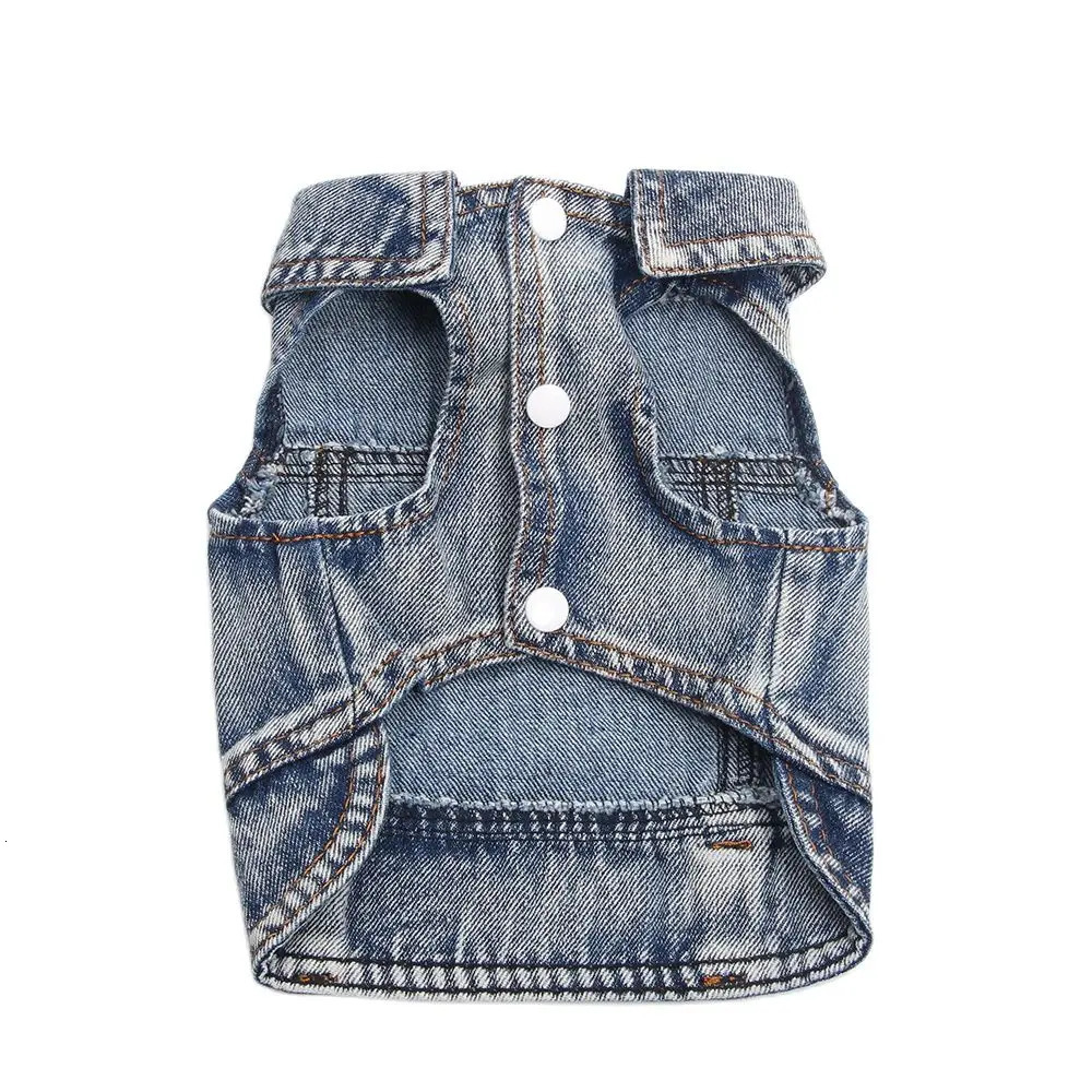 Pet Dog Denim Jacket Dark Wash Sleeveless Towable Jeans Vest Coat for Small Medium Dogs Cat Puppy SpringAutumn Clothes Apparel 250609