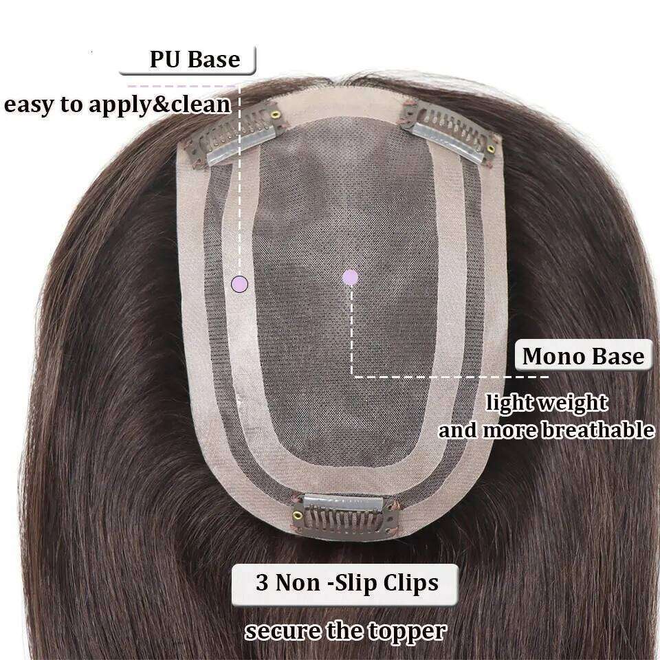 14Inch Brown/Blonde Highlight/Grey/613 Human Pieces Women Hair Clips In Toppers Extension For Woman Toupee