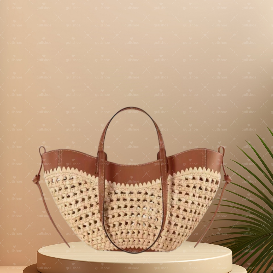 Designer New Arrival Cyme Tote Leather Crossbody Large Capacity Bag Beach bag, straw woven single-shoulder bag