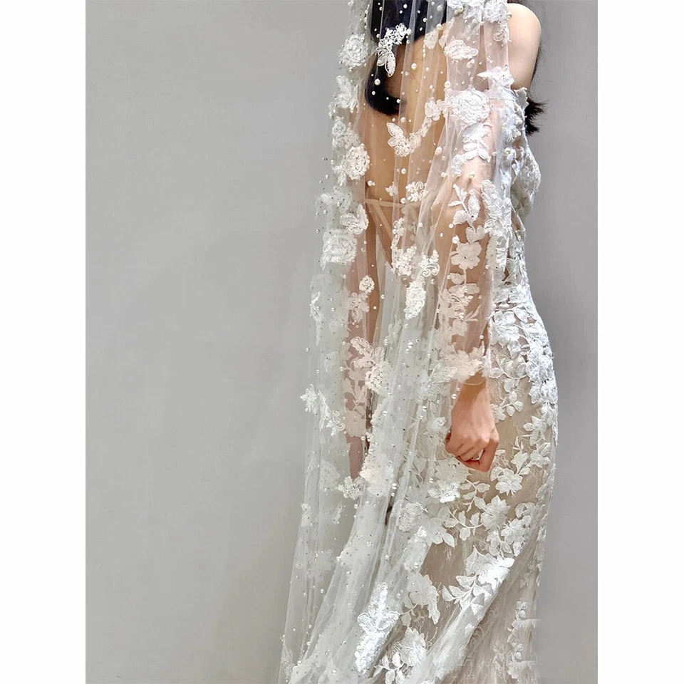 Boho Mermaid Lace Wedding Dresses Long Sleeves Off Shoulder Applique Sheer Backless Beach Bridal Gown Without Veil