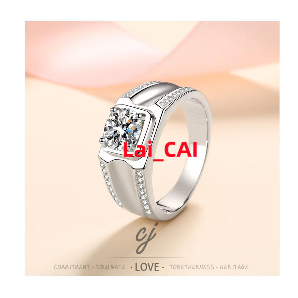 Carline Moissanite 925 Sterling Silver Hip Hop Eternity Men Engagement Promise Ring High End Jewelry Fashion Ring