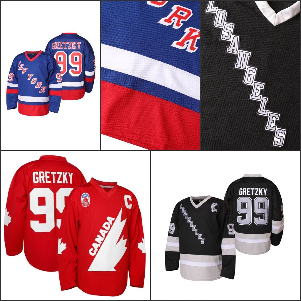 Gretzky Hockey Jersey 99 Team Canada Red Ice Hockey Jerseys Stitched Letters with Pullover Closure Long Sleeves Adult Hoody