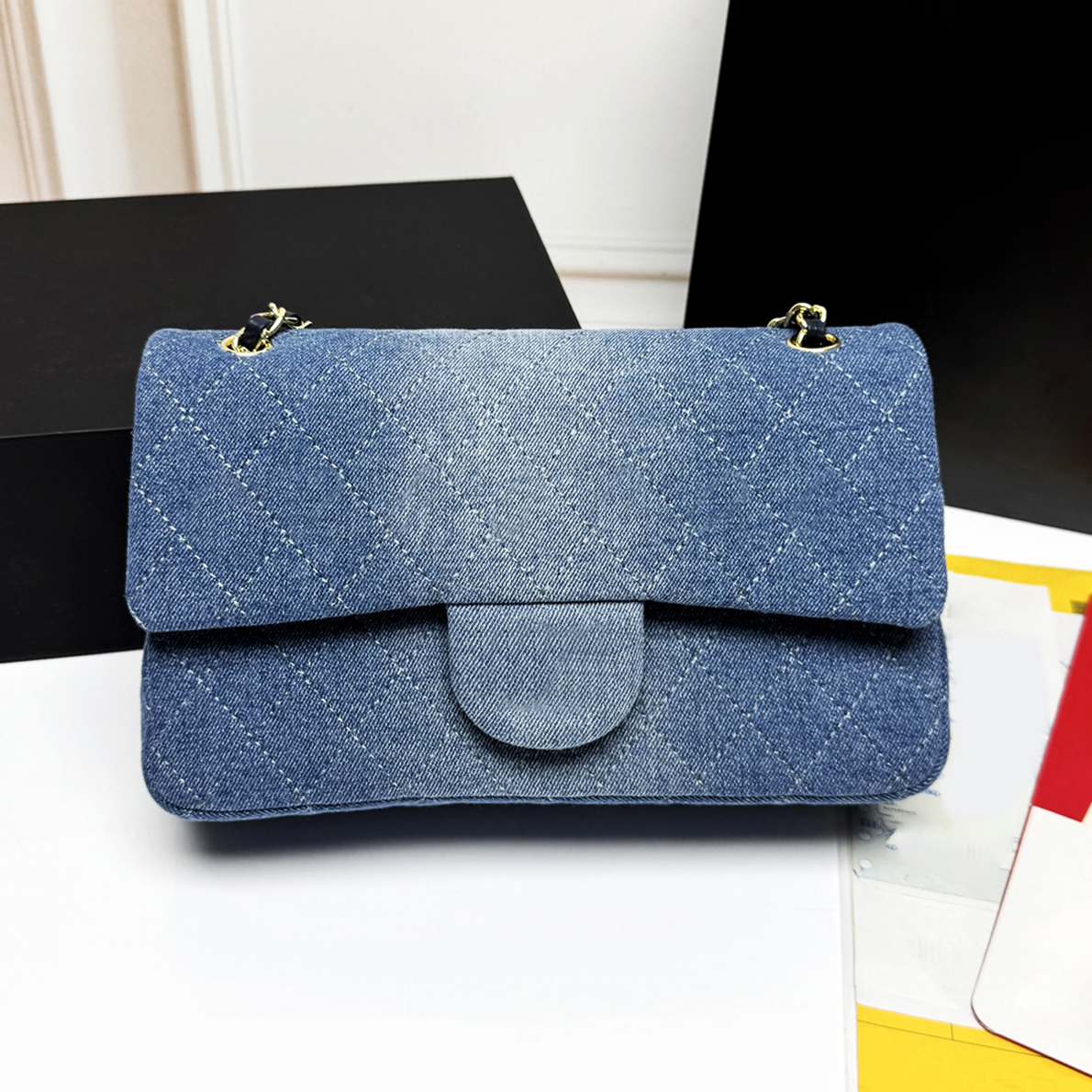 Luxury Designer Classic flap bag Women's trendy Denim Bag Chain Shoulder Bags Vintage Fashion Blue jean bag Women flap Messenger bag denim Shoulder crossbody bags