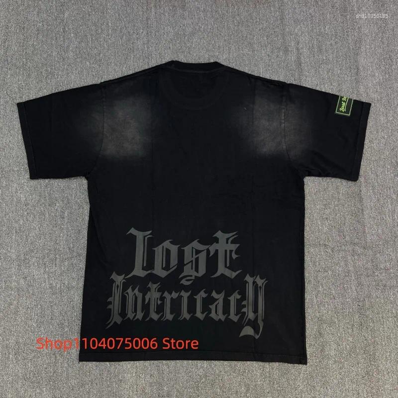 Mens T Shirts High Quality Pure Cotton Washed T-Shirt Lost Intricacy Rhinestone Unisex Casual Tee