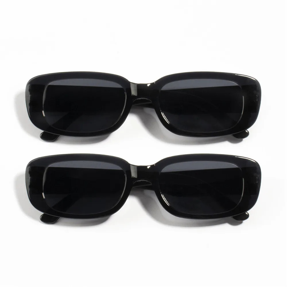 10PCS Vintage Black Square Sunglasses Woman Small Rectangle Sun Glasses Female Gradient Clear Mirror De Sol 250530