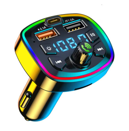 1~10PCS Car Bluetooth 5.0 FM Transmitter PD 18W Type-C Dual USB 4.2A Fast Charger LED Backlit Atmosphere Light MP3 Player