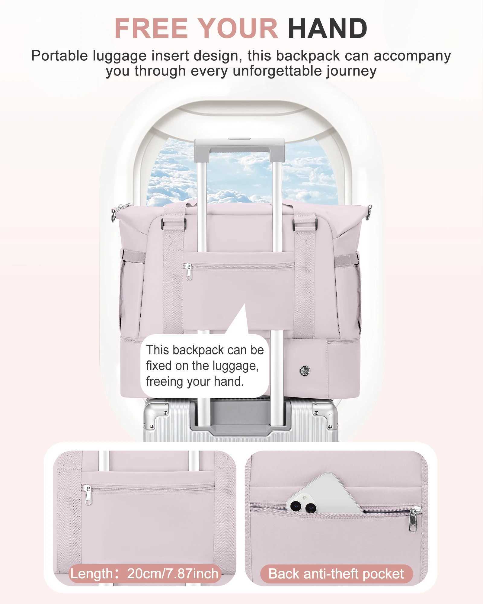 Gym Bag for Women Large Travel Duffel Bag Weekender Overnight Bag with Wet Pocket and Shoes Compartment for Travel Gym Yoga y250609USZF