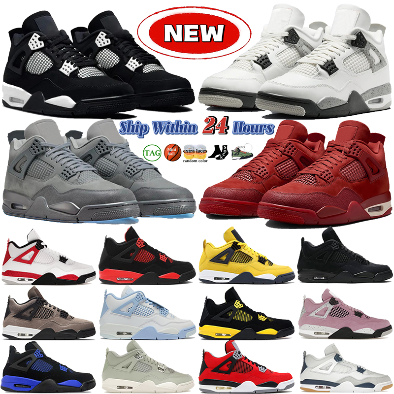 Mens 4 basketball shoes white cement navy thunder 4s sneakers forget me not Military black cat university blue seafoam sail outdoor men womens sprots trainers