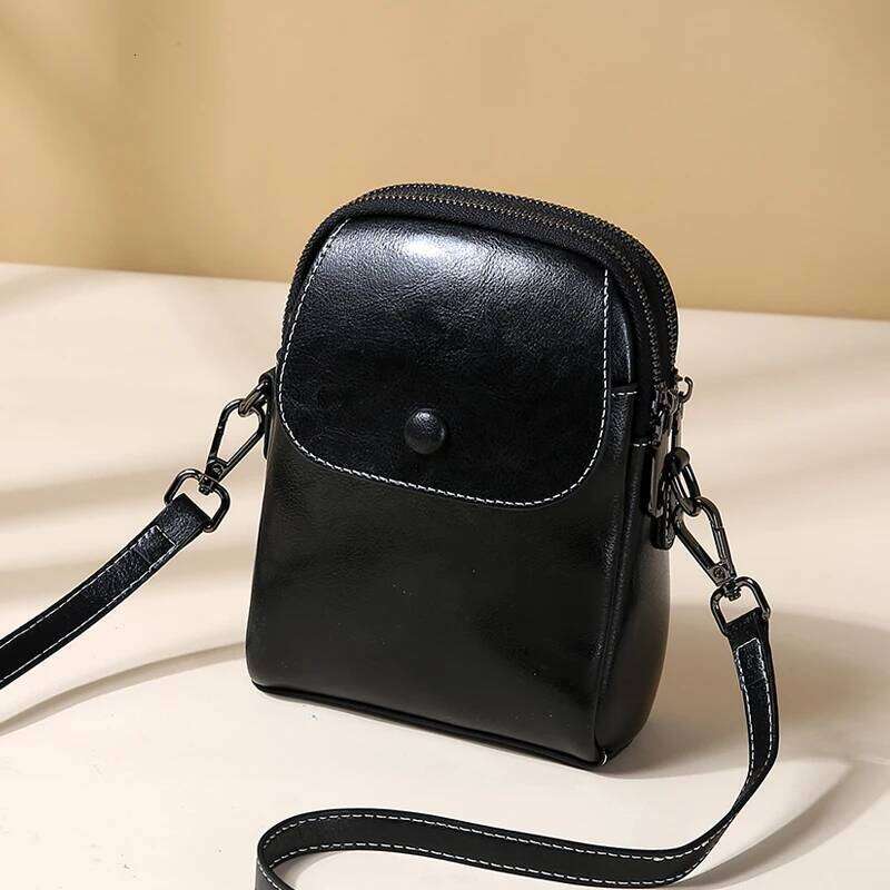 Designer Bags 2025 Women's Oil Wax Cow Genuine Leather Handbags Female Cowhide Vintage Shoulder Bag Ladies High Quality Phone Crossbody Bags Luxu