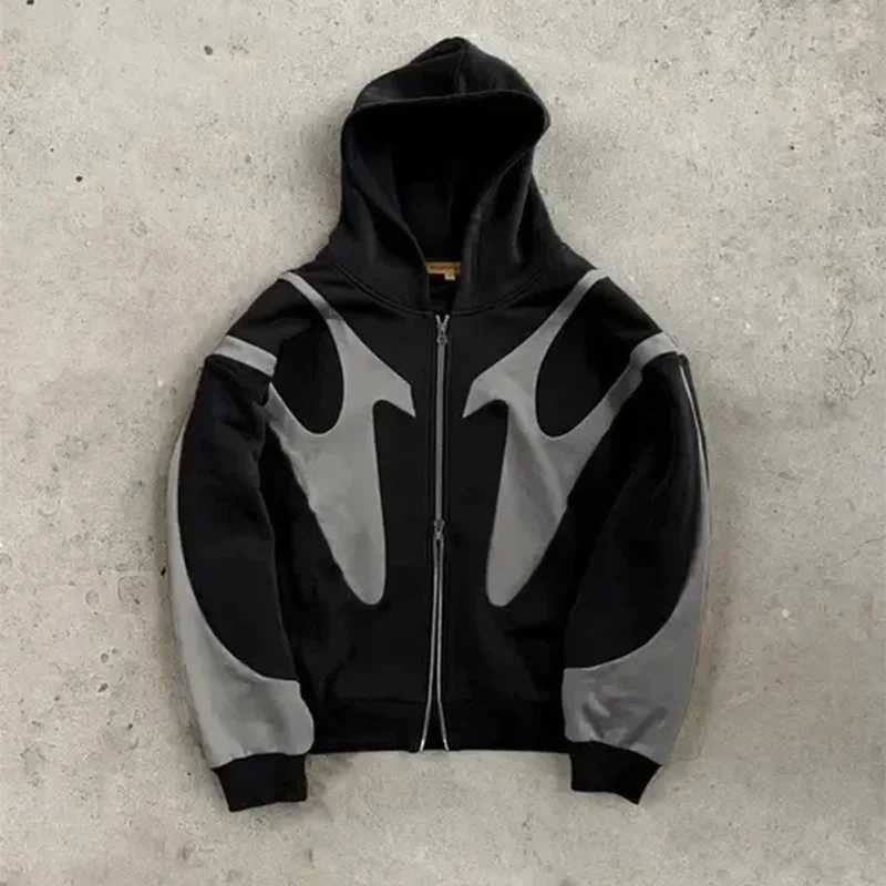American Retro Letter Printed Devil Pattern Hoodie Y2k Harajuku Casual Couple Zipper Hoodies Sweatshirt Fashion Mens Clothing Z250609
