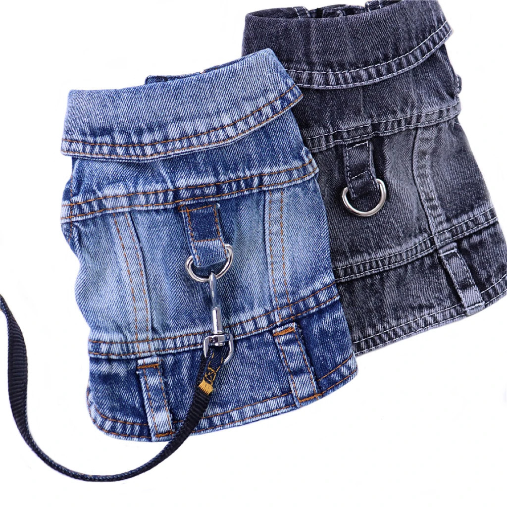 Pet Dog Denim Jacket Dark Wash Sleeveless Towable Jeans Vest Coat for Small Medium Dogs Cat Puppy SpringAutumn Clothes Apparel 250609