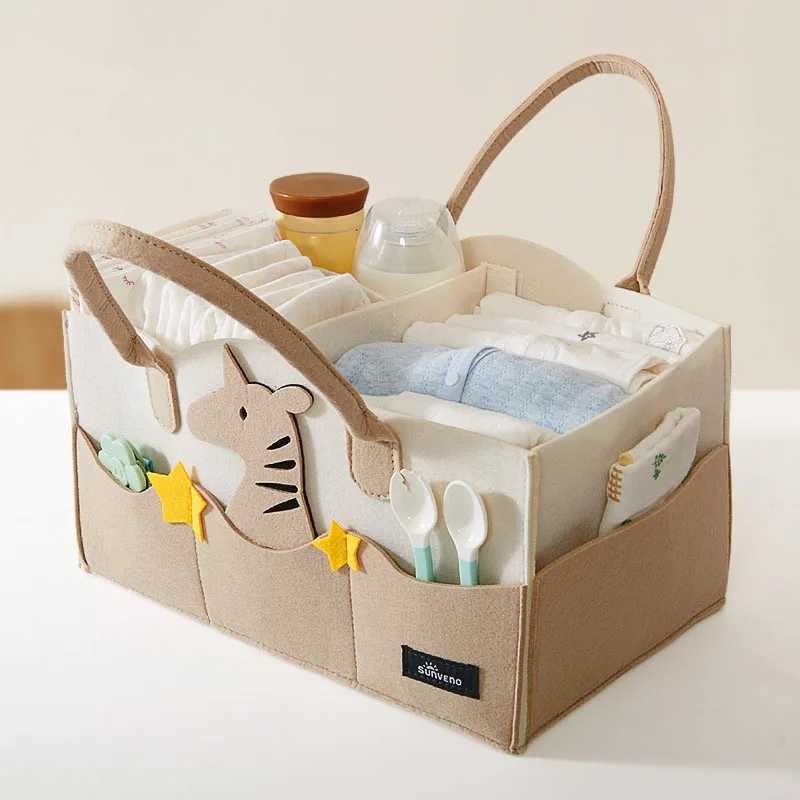 Felt Diaper Bag Baby Organizer Pockets handheld mummy bag mother and baby storage bag Nappies Organizer Portable Mom Tote Basket y250609TRF8