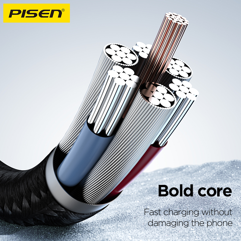 PISEN PD60W Fast Charging! 3A Two-In-One Braided Type-C Data Cable Aluminum Shell Braided Design Flexible And Tear-Resistant Com