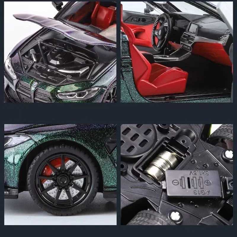 1 24 BMW M4 IM Alloy Miniature Car Diecast Metal Scale Car Model Sound Light Simulation Collection Children Toy Vehicle Gift W250609