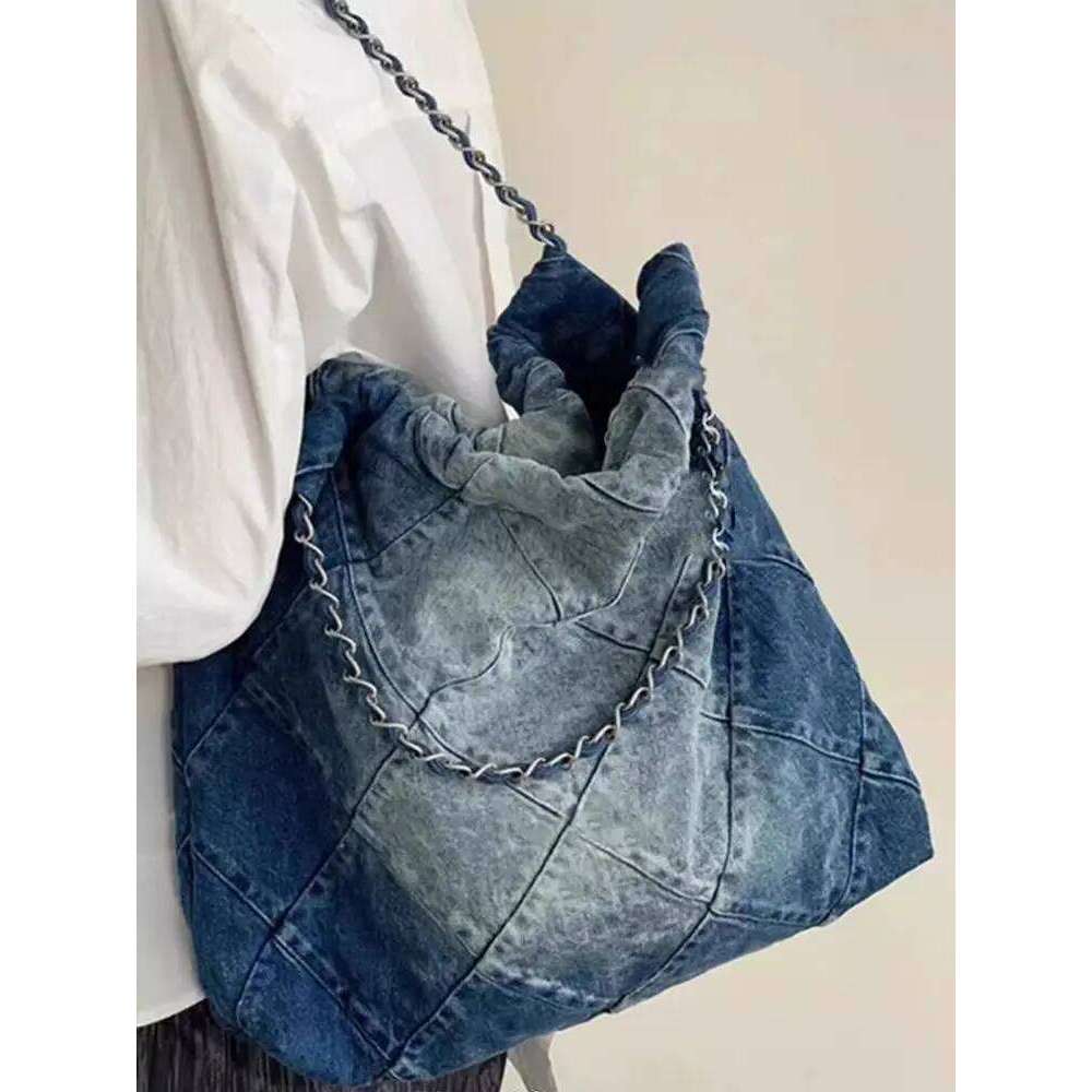 designer bagluxury bag bags JIAERDI Y2k Grunge Denim Tote Women Vintage Casual Large Capacity Handbag Purse Female Retro Haruku Aesthetic Shoulder Bag