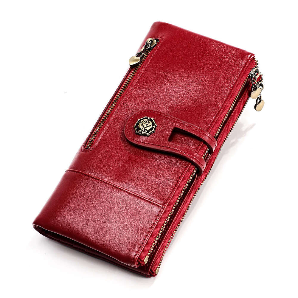 Long Genuine Leather Women's Wallet Korean Fashion Coin Purse Clutch