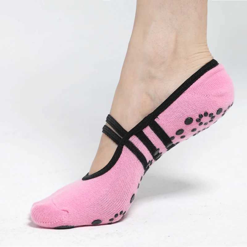 1pair Women Anti Slip Cotton Yoga Socks Ladies Pilates Socks Ballet Socks Dance Socks Fitness Sports Gym Home Black Breathable XJ250609