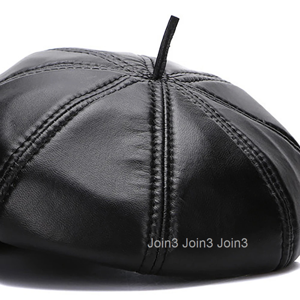 Four Seasons Genuine Vintage Bonnet Cadet Visor Mens Baseball Hat Caps Leather New Style Newsboy Real Leather Fashion Beret Hat