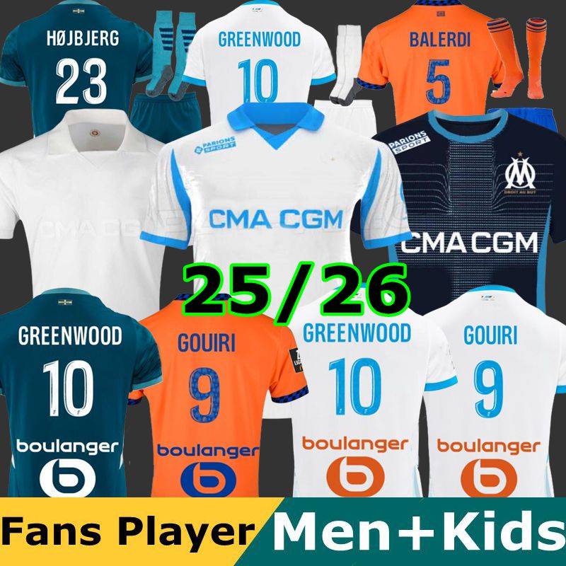 24 25 maillot de foot GREENWOOD 125th Anniversary Soccer jerseys OUNAHI harit 2024 2025 OM man GOUIRI 9 KIDS football shirt hommes enfants BALERDI RONGIER FANS player