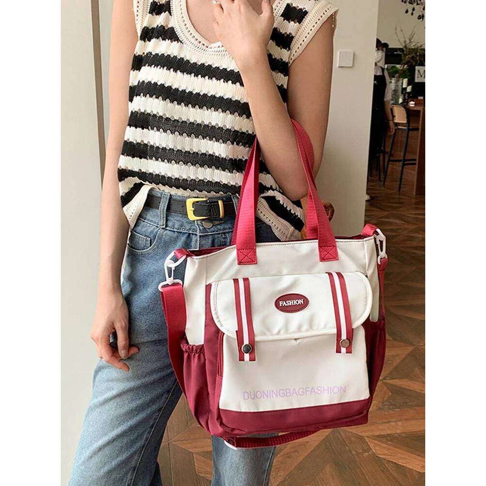 Colorblock Large Capacity School Bag Casual NEW hot Shoulder Purse for Women Teen Girls Students