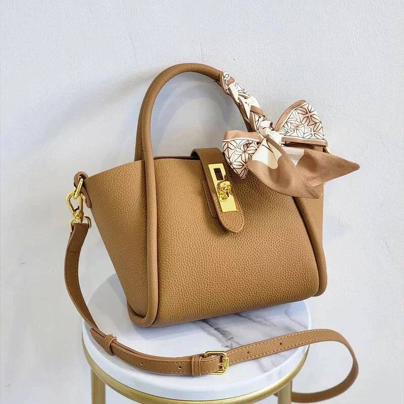 Women's Cow Genuine Leather Shoulder Bag High Quality Designer Handbags Ladies Cowhide Fashion Tote Crossbody Bags Female